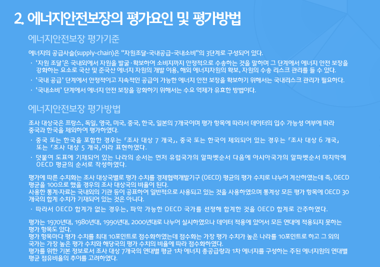 2. 에너지안전보장의 평가요인 및 평가방법